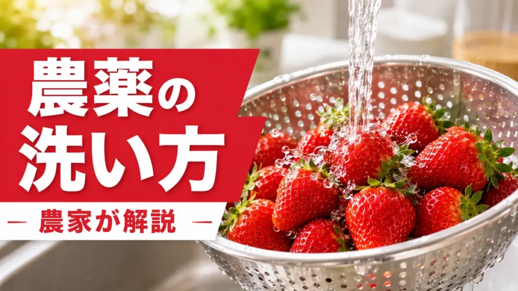 流水で洗ういちご｜農薬の洗い方