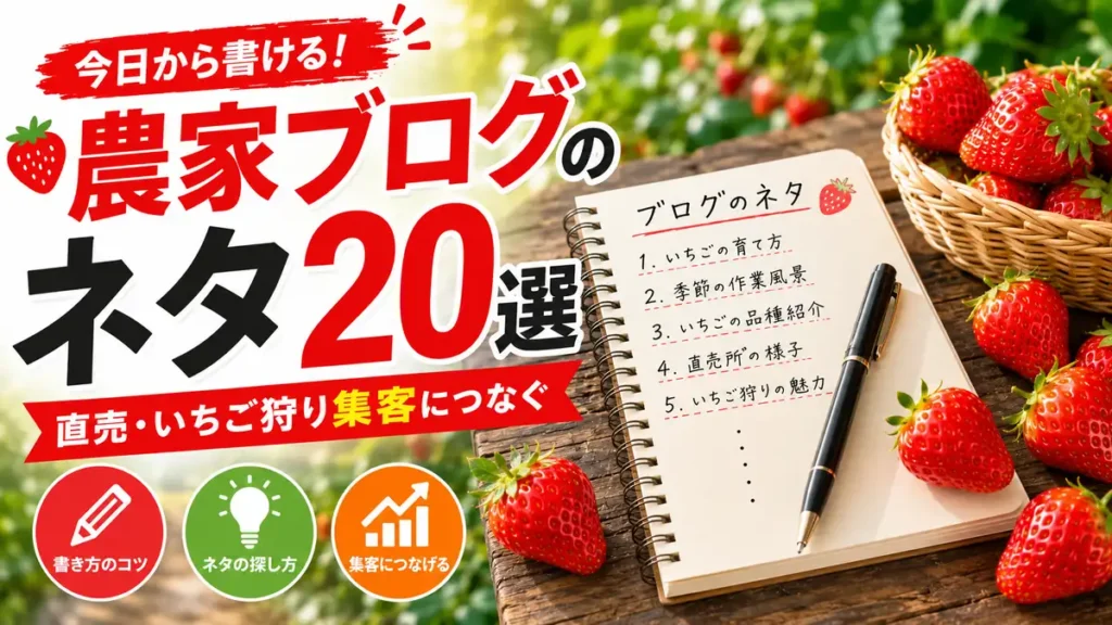 農家ブログのネタ一覧｜直売・いちご狩り集客につながる20の書き方