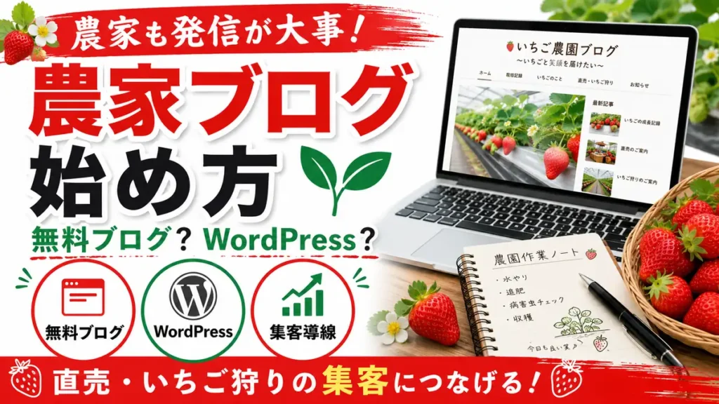 農家ブログをWordPressで始めるべきか無料ブログとの違いを解説するアイキャッチ
