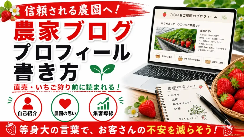 農家ブログのプロフィールの書き方を解説するアイキャッチ
