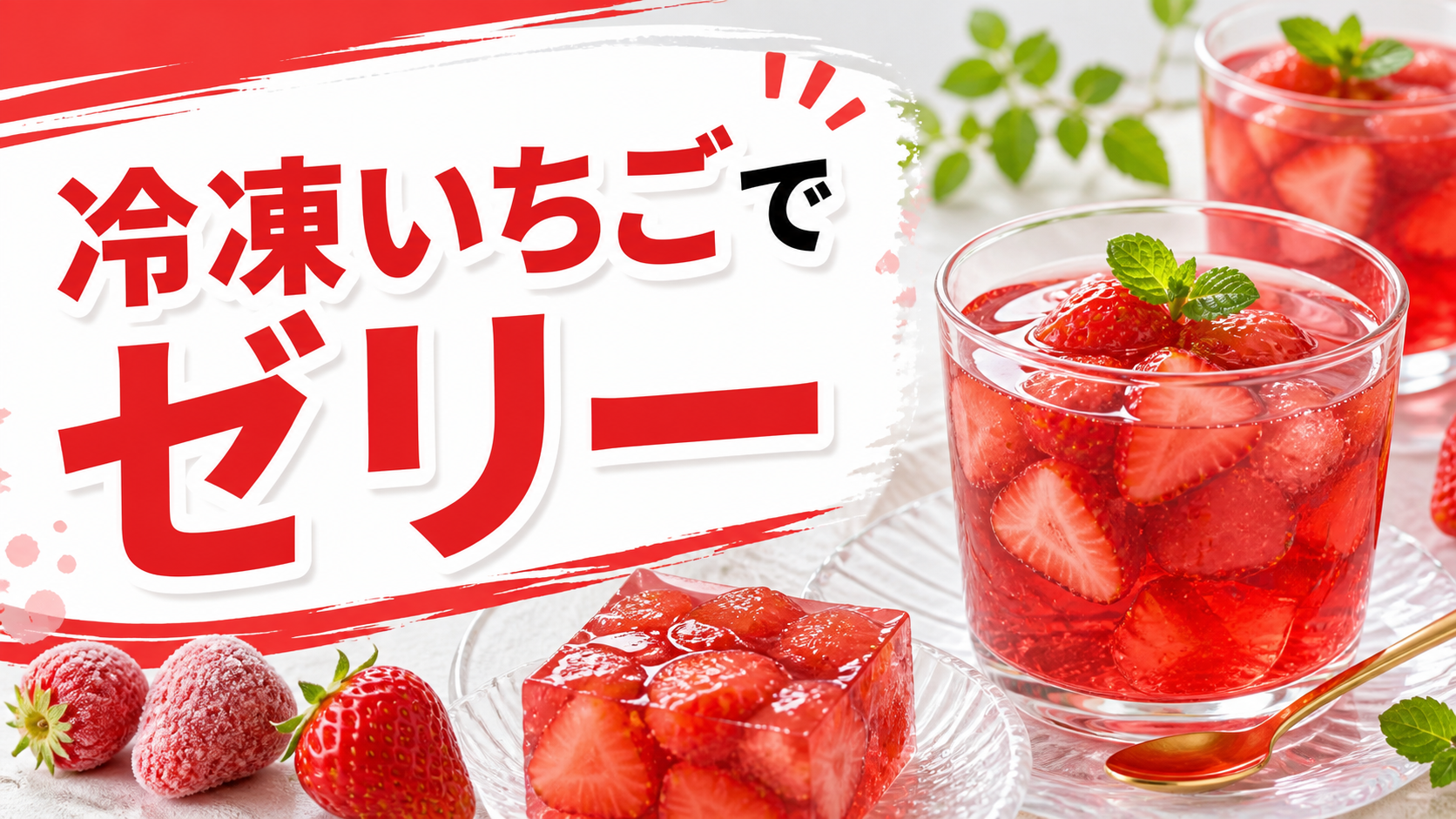冷凍いちごで作るゼリーのサムネイル