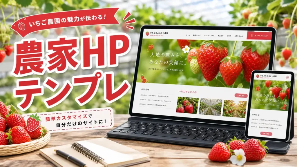 農家ホームページのテンプレート選びを表すアイキャッチ画像